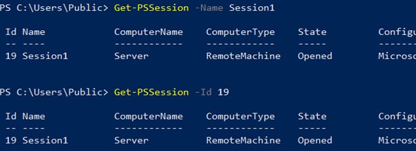 Get-PSSession -Name Session1